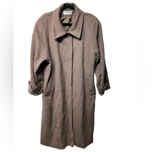 Vintage 100% Wool Forecaster Light Brown Chesterfield Long Coat Warm Winter Coat - Picture 1 of 14